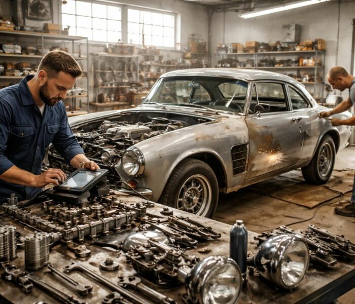 confiez la restauration complète de votre voiture ancienne : diagnostic précis, pièces d'origine, réparation de carrosserie et entretien mécanique de qualité pour préserver son authenticité.