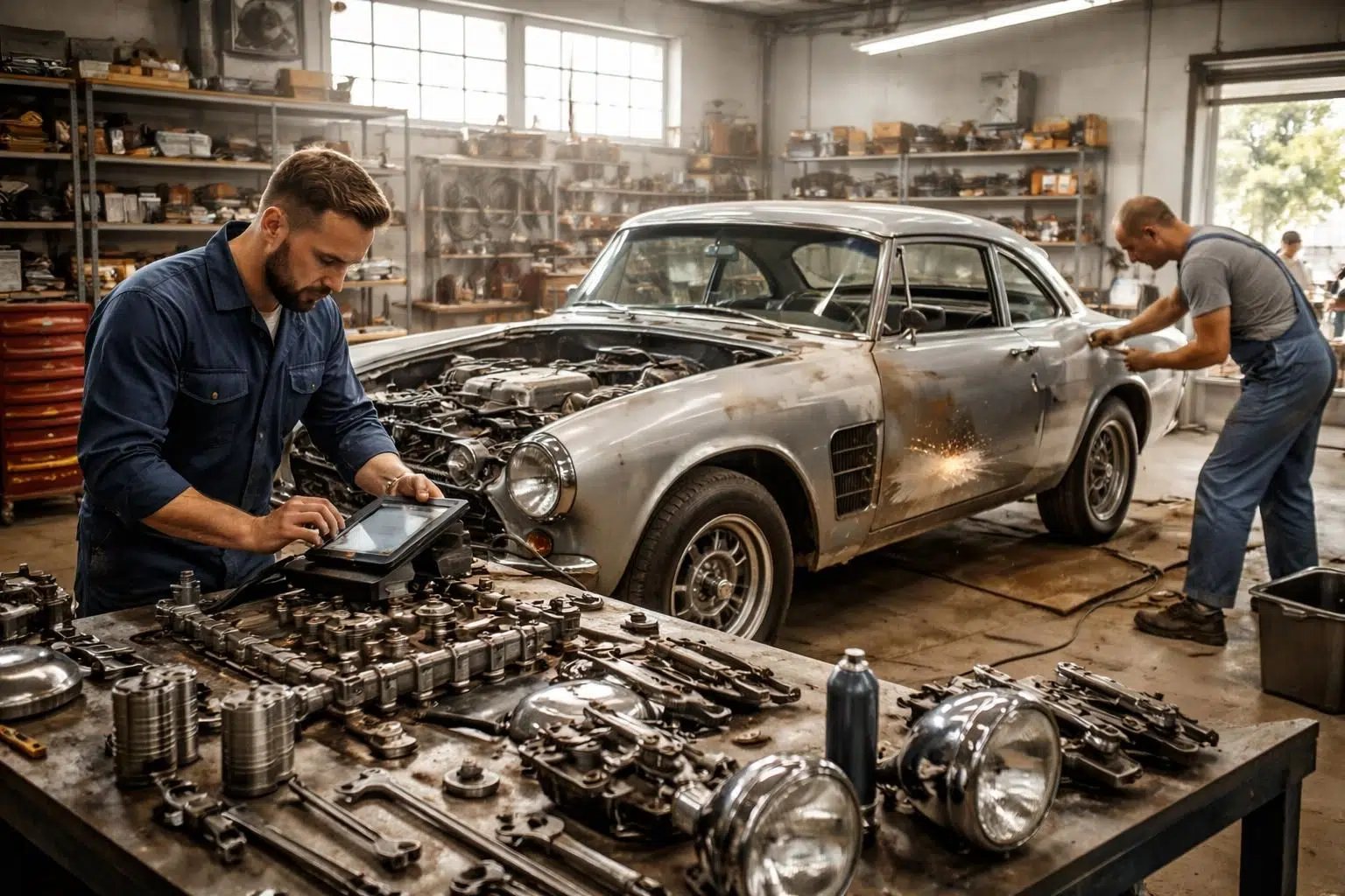 confiez la restauration complète de votre voiture ancienne : diagnostic précis, pièces d'origine, réparation de carrosserie et entretien mécanique de qualité pour préserver son authenticité.