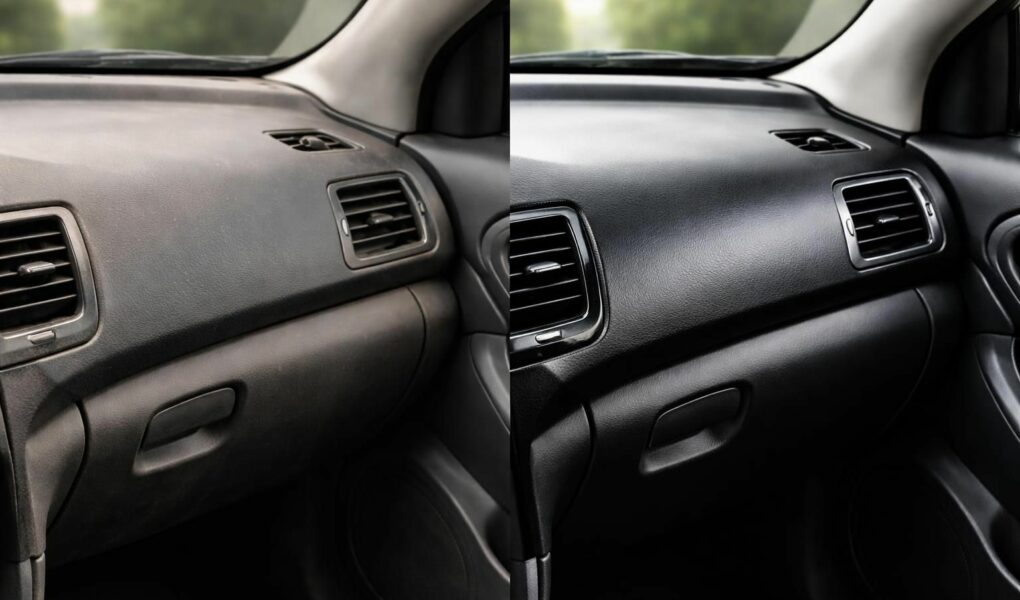 découvrez les résultats attendus avec notre rénovateur plastique intérieur de voiture pour redonner éclat et protection à vos surfaces intérieures.