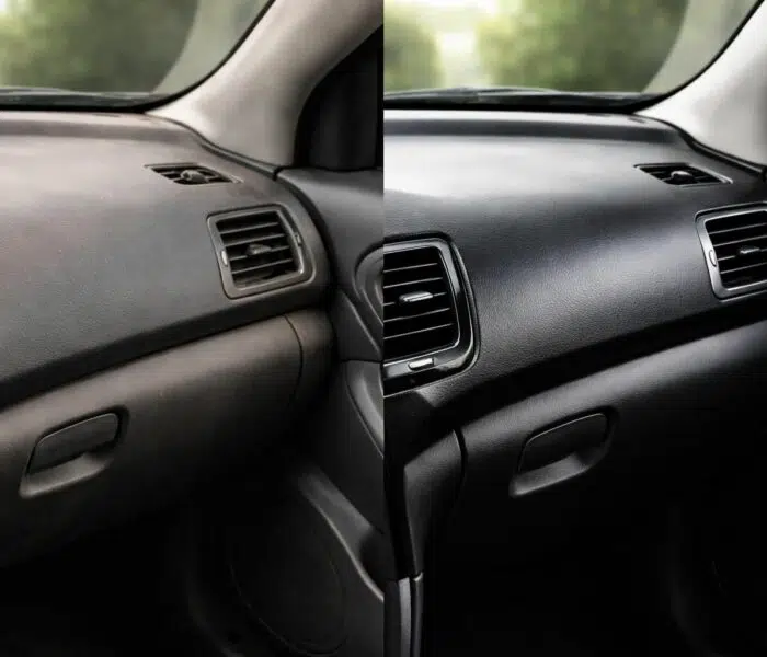 découvrez les résultats attendus avec notre rénovateur plastique intérieur de voiture pour redonner éclat et protection à vos surfaces intérieures.